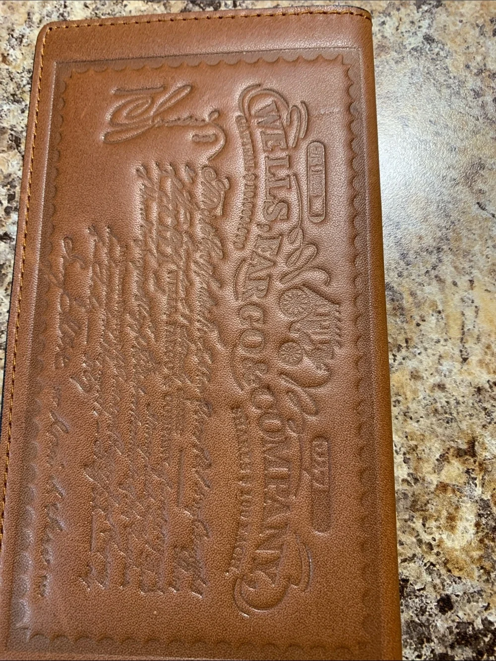 Vintage Wells Fargo& Co Leather Embossed Stock Certificate DocumentTravel Wallet